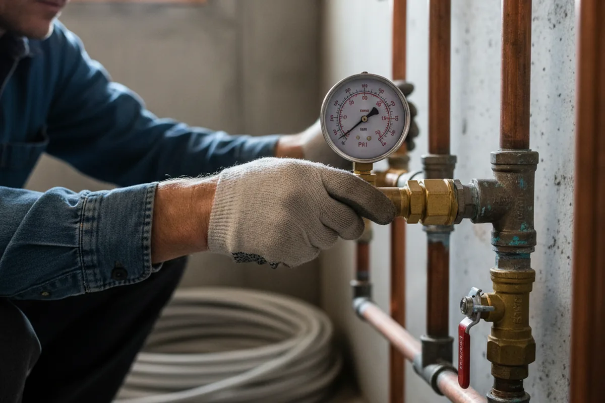 Pressure testing a repaired line during Water Line Repair in Russia